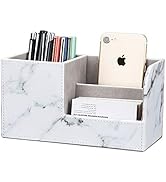 KINGFOM Desk Organizer Office Supplies Caddy Pu Leather Multi-function Storage Box Pen/Pencil,Cel...