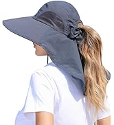SENWAI Womens Sun Hat Outdoor UV Protection Wide Brim Fishing Hat with Ponytail Hole Neck Flap fo...