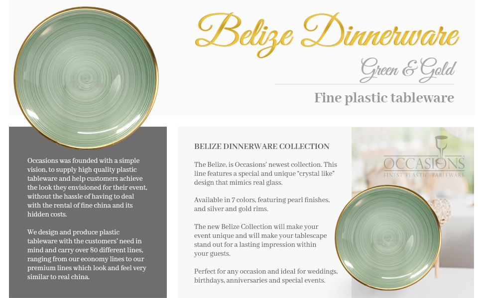 Belize Collection Green & Gold by Occasions Disposable