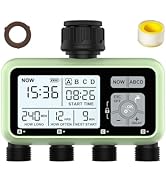 4 Outlet Sprinkler Timer, XinFuture Water Timer, Programmable Garden Hose Timer with Rain Delay, ...