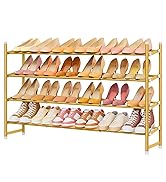 Tajsoon Expandable Shoe Rack for Closet 4 Tier, 29“-41“Adjustable & Stackable Shoe Shelf Storage,...