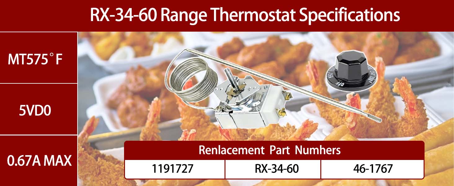 1191727, RX-34-60 Thermostat(with 550 F Thermostat 1190573 Knob)