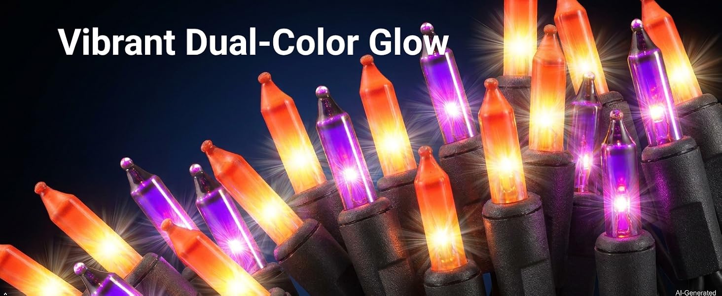 mini orange purple bulb lights