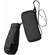 ESUFEIR Mini Travel Sun Umbrella for Purse With Case,Small Compact UV Umbrella for Sun and Rain,L...