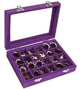 Vicoter Velvet Jewelry Box 24 Grid Jewelry Ring Display Organiser Box Tray Holder Earrings Storag...