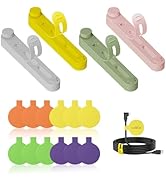 UMUST 36-Pack Silicone Cable Ties and Cable Labels Sets, 24 Silicone Cord Ties+12 Identification ...