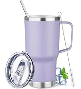 20 oz Tumbler with Handle Stainless Steel Insulated Coffee Mug Tumbler with Lid and Straw Double ...
