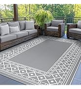 GENIMO Outdoor Rug Waterproof for Patio Decor, 5'x8' Reversible Plastic Straw Area Carpet, Campin...