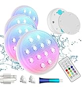 BOXPSII Upgraded Rechargeable Submersible LED Lights with Remote, IP68 Waterproof 16 Color Floati...