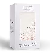 Stylish 7.5 x 4.25 Inch Rose Gold Dinner Napkins - 100 Pack of White and Rose Gold Napkins - Add ...
