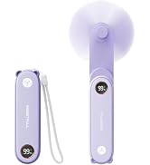 SWEETFULL Portable Handheld Mini Fan with LED Display, 3-in-1 Personal Foldable USB Rechargeable ...