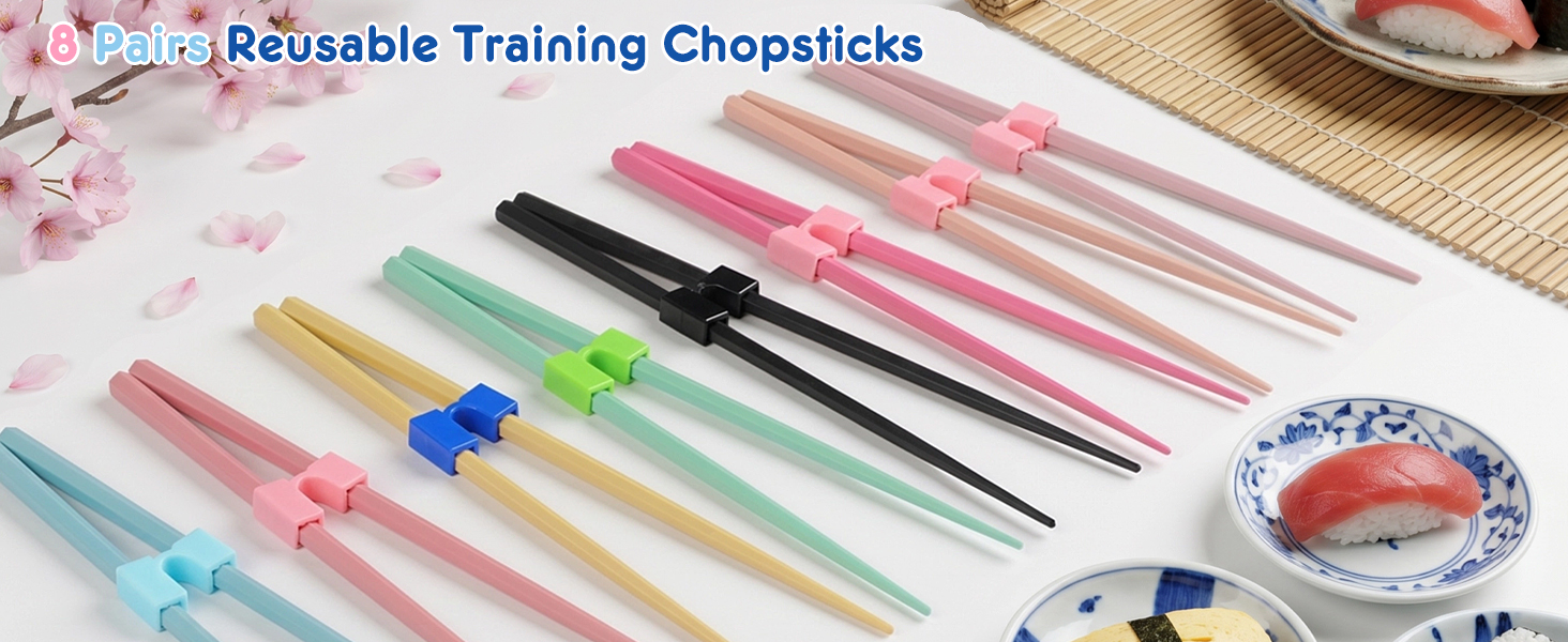 8 Pairs Reusable Training Kid Adult Chopsticks