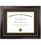 upsimples 11x14 Diploma Frame with High Definition Glass, Display 8.5x11 Certificate with Black o...