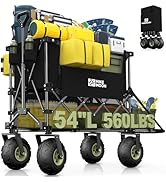 Hikemoon Double Decker Beach Wagon with 10" Big Balloon Wheels for Sand, 54'' Extra Long 560LBS H...