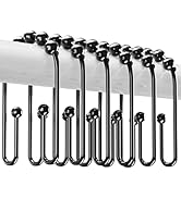 Resze U Shaped Shower Curtain Hooks Rings,12 Pcs Durable Rust Resistant Metal Shower Hooks, Doubl...