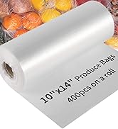 PAPRMA 10" x 14" Plastic Produce Bags, Food Storage Bags 400pcs on a Roll Clear Produce Bag for F...