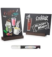 ONUPGO Chalkboard Sign 2 Pack 8 x12 Inch Tabletop Chalkboard Sign Double Sided with 2-Slot Wood B...