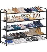 KIMBORA 4 Tier Long Floor Shoe Rack - Wide Storage Organizer for 30 Pairs - Stackable for Bedroom...