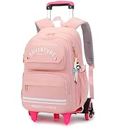 ETAISHOW Rolling Backpack for Girls Kids Backpack with Wheels Roller Bookbag Trolley School Bag W...