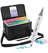 Dual Tip Markers in 120 Colors, Double Sided Markers with Travel Case Bag, Fine and Chisel Tip Ar...