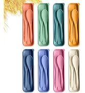 HMDZMR Travel Utensils Set with Case, 8 Sets Camping Utensils Reusable Wheat Straw Utensils Set W...