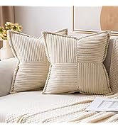 MIULEE Christmas Corduroy Pillow Covers with Splicing Set of 2 Super Soft Couch Pillow Covers Bro...