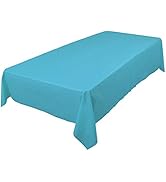 Amcrate Rectangular Plastic Light Blue Reusable Tablecloth Cover - Ideal for Weddings, Party’s, B...
