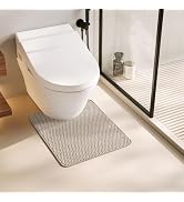 TYUU Toilet Rug, Thin Toilet Rugs U Shaped Washable Non Slip Absorbent Quick Dry Low Pile Toilet ...