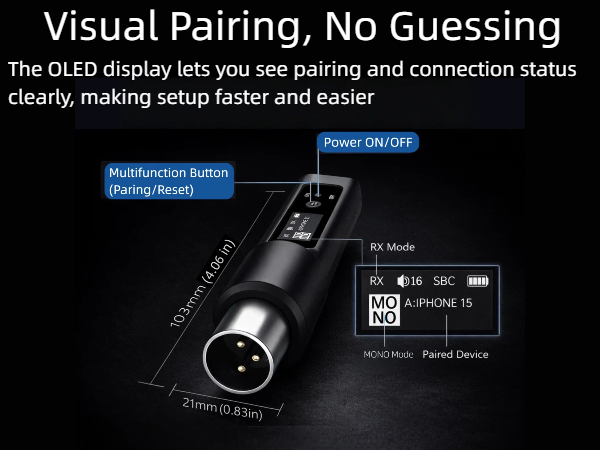 Wireless XLR Bluetooth Adapter for Speakers