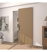 JUBEST 36"x86" Concealed Sliding Barn Door with Soft Close Hardware Kit, Light Brown Hidden Door ...