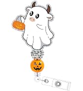 Halloween Cow Badge Reels Retractable - Funy Cow Ghost ID Name Badge Reel with Alligator Clip Gli...