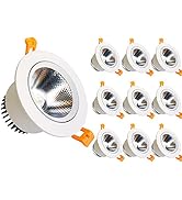 LightingWill 3.35inch LED Dimmable Downlight, 9W COB Recessed Ceiling Light, Warm White 3000K-350...