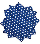 Whaline 100Pcs Patriotic Disposable Paper Napkins Blue White Star Luncheon Napkin 4th of July Din...