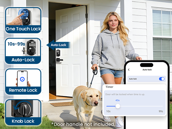 Supports 3 ways smart locking, including APP locking, one touch locking, and auto locking.