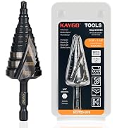 KAYGO M35 Step Drill Bit,3/16 to 1-1/8 inch Unibit Step Bit with Double Sprial Flute,1/4 -inch He...