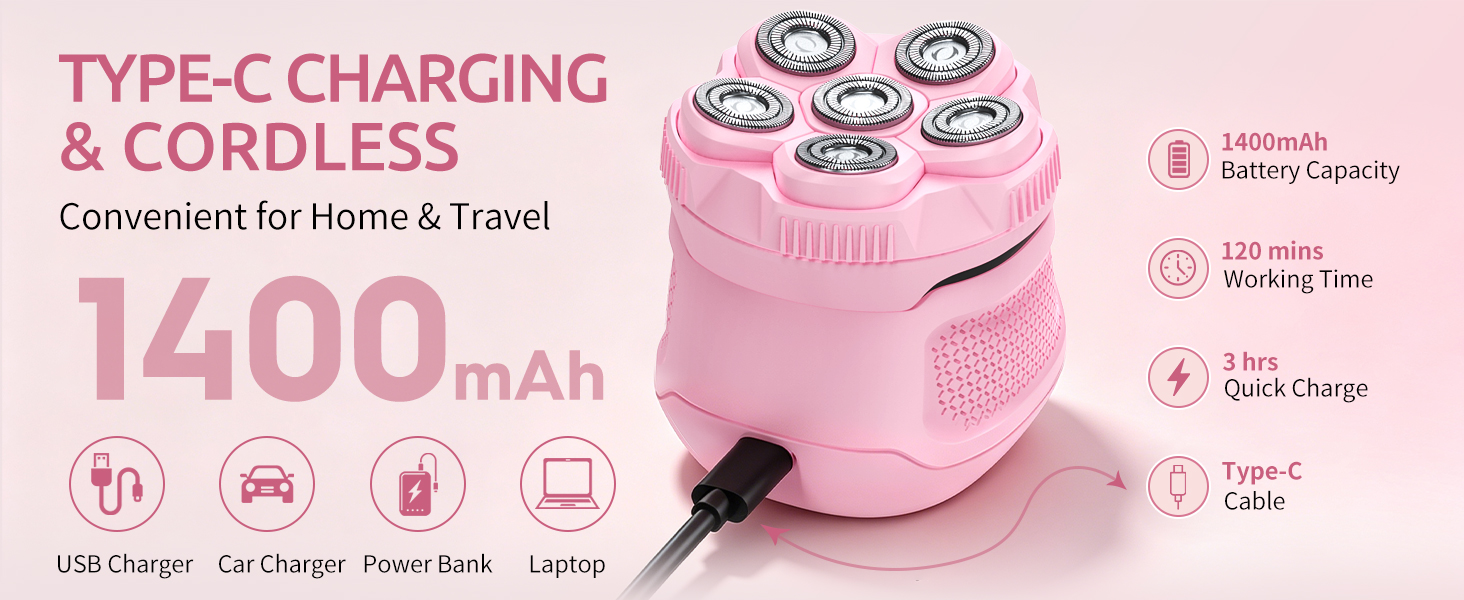 Womens shaver featuring a powerful, long-lasting rechargeable battery