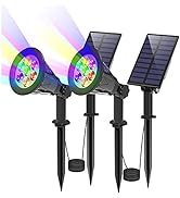 T-Sun Color Changing Solar Spotlights Outdoor Waterproof, 7 LED Separate Solar Landscape Spotligh...