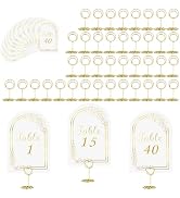 JOYIT 40 Sets Wedding Table Number 1-40 with 40 Pcs Table Number Holders, White Gold Table Number...