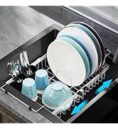 GSlife Expandable in Sink Dish Drying Rack - Capacity Adjustable Stainless Steel Over The Sink Di...