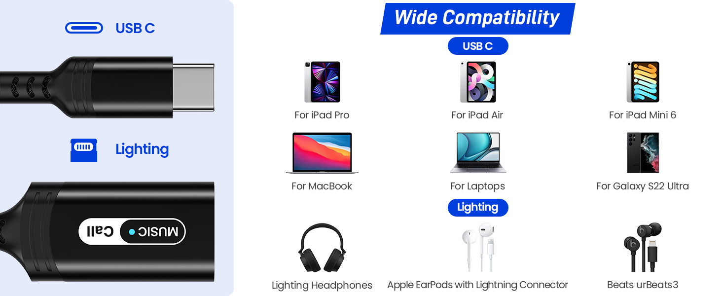 USB C to Lightning Audio Adapter