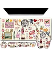 Beige Mouse Pad with Wrist Support 4 in1 Set, XXL Big Game Mousepad + Keyboard Wrist Rest + Mouse...