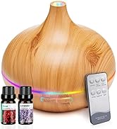 550ML Wood Grain Aromatherapy Diffuser Large Room with Remote, Ultrasonic Essential Oil Diffusers...