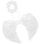 Jackcell Angel Wings and Halo Headband For Kids Costumes, Feather Dress up Fancy Cosplay Party Fo...
