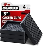 Non Slip Furniture Pads- 3"x3" Square Anti Skid Caster Cups Furniture Coasters, Anti-Sliding Grip...