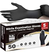 Schneider Medical Black Nitrile Exam Gloves, 5 Mil Latex-Free & Powder-Free Disposable Gloves for...