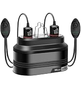 MECESOR Reptile Dual Light Fixture with Dimming Switch and Timer, Deep Dome Reptile Heat Lamp Fix...