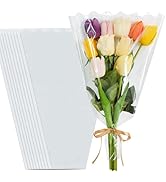 BEISHIDA 100 PCS Clear Flower Bouquet Bags Cellophane Flower Sleeves Plastic Wrapping Bags for Fl...
