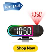Ankilo Projection Alarm Clocks for Bedrooms, 8.5" Large LED Display Digital Clock with 180° Rotat...