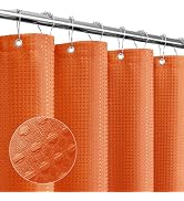 Gibelle Burnt Orange Shower Curtain, Waffle Weave Textured Fabric Shower Curtain for Bathroom - S...