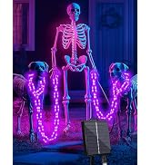 Solar Halloween Chain Lights, 10 FT 160 LED Purple Light-Up Plastic 8 Modes | Solar Operated with...
